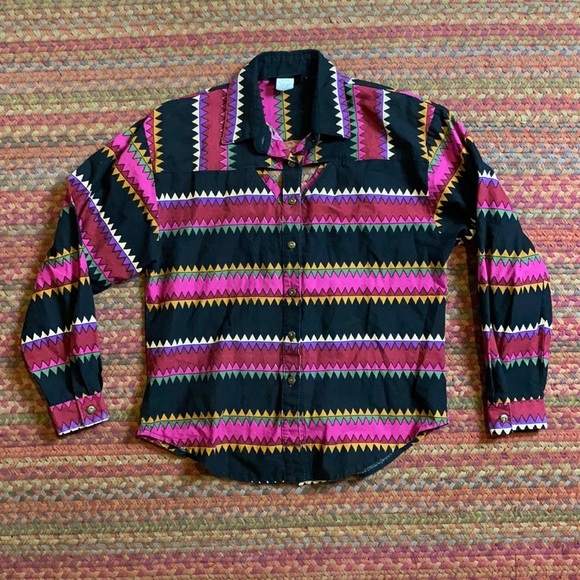 VTG ROUGHRIDER WESTERN STRIPED BUTTON UP - Picture 1 of 7